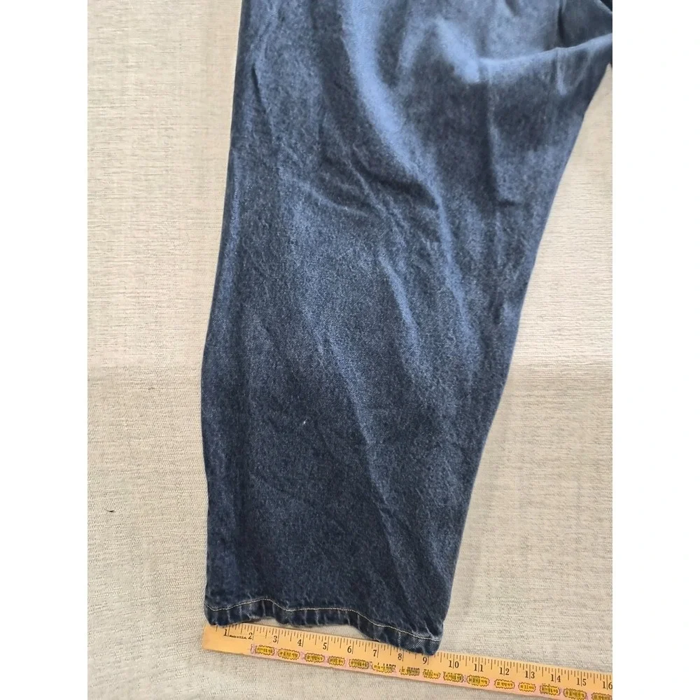 Harbor Bay Loose Fit Jeans Mens 52x30 Blue Denim Cotton Dark Wash Straight Leg